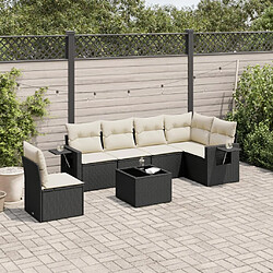 Maison Chic Ensemble Tables et chaises d'extérieur 7pcs avec coussins,Salon de jardin noir résine tressée -GKD382739