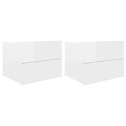 vidaXL Tables de chevet 2pcs Blanc brillant 40x30x30cm Bois ingénierie