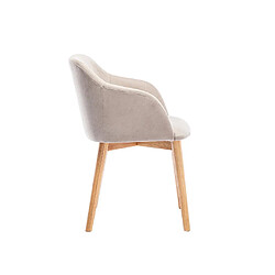 Vente-Unique Lot de 2 chaises avec accoudoirs en tissu et bois d'hévéa - Beige - JELISA pas cher