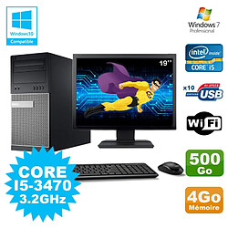 Lot PC Tour Dell 790 Intel I5-3470 3.2Ghz 4Go 500Go DVD WIFI Win 7 + Ecran 19" - Occasion