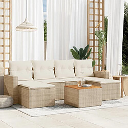 Maison Chic Salon de jardin avec coussins 7 pcs, Ensemble Tables et chaises de jardin, beige résine tressée -GKD284712