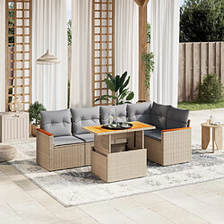 vidaXL Salon de jardin avec coussins 6 pcs beige résine tressée 