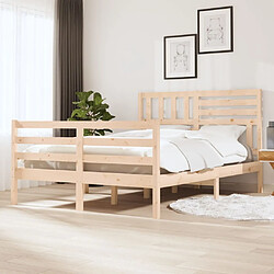 Maison Chic Lit Moderne Chambre - Cadre/structure de lit pour adulte Bois massif 140x190 cm -MN32007