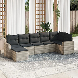 vidaXL Salon de jardin avec coussins 7 pcs gris clair résine tressée 