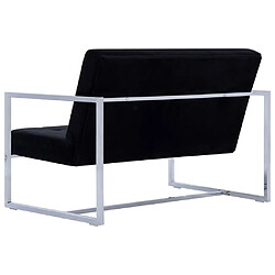 Maison Chic Canapé 2 places avec accoudoirs | Sofa de Salon | Canapé droit Noir Chrome et velours -GKD400624 pas cher