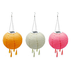 Lumi Jardin Lot de 3 lampion solaire SHANGRI LA Orange Nylon D20cm