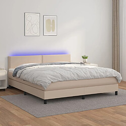 Sommier à lattes LED,Cadre à lattes de lit avec matelas pour Adulte Cappuccino 160x200 cm -MN62963