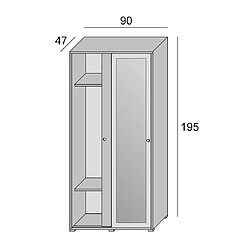 Kiamami Valentina ARMOIRE POLYVALENTE AVEC TUBE DE SUSPENSION BLANC AVEC PORTES COULISSANTES