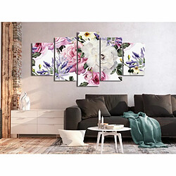 Paris Prix Tableau 5 Panneaux Rose Composition Wide Colourful 100 x 200 cm