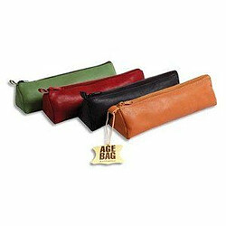 Clairefontaine - AEG BAG - N.77014C - Trousse cuir trapèze - Vert mousse/Rouge cerise/Noir/tabac - Lot de 8