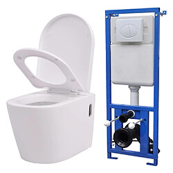 vidaXL Toilette murale avec réservoir caché Céramique Blanc 