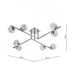 Luminaire Center Plafonnier Taghrid Chrome poli,verre 8 ampoules 20cm pas cher