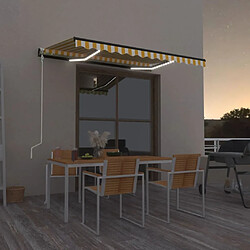 Maison Chic Auvent automatique | Store banne extérieur | Marquise capteur de vent/LED 350x250cm Jaune et blanc -MN88818