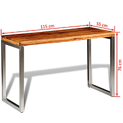 vidaXL Table à manger avec pieds en acier bois massif pas cher