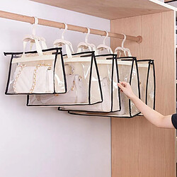 Organisateur De Sac à Main Pour Armoire Penderie Contenant De Rangement Transparent Beige L pas cher