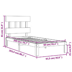 vidaXL Cadre de lit sans matelas 90x200 cm bois de pin massif pas cher