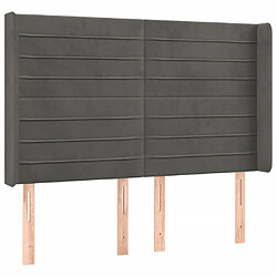 Avis Maison Chic Tête de lit scandinave à LED,meuble de chambre Gris foncé 147x16x118/128 cm Velours -MN44744