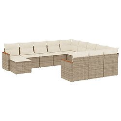 Maison Chic Salon de jardin avec coussins 12 pcs | Ensemble de Table et chaises | Mobilier d'Extérieur beige résine tressée -GKD51739