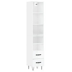 vidaXL Buffet haut Blanc brillant 34,5x34x180 cm Bois d'ingénierie