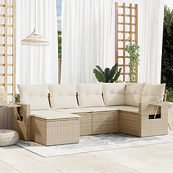 vidaXL Salon de jardin avec coussins 6 pcs beige résine tressée 