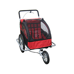 Bcelec 5664-0001A Remorque vélo 2 en 1 convertible en poussette et jogger pour deux enfants, coloris Rouge/Noir