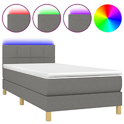 vidaXL Sommier à lattes de lit et matelas et LED Gris foncé 100x200 cm