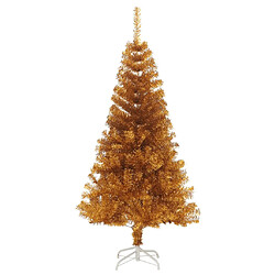 vidaXL Sapin de Noël artificiel avec support Doré 120 cm PET