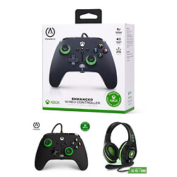 Power A Manette XBOX ONE-S-X-PC NOIRE Verte HINT Officielle + Casque Gamer PRO XH5 SPIRIT OF GAMER XBOX ONE/S/X/PC