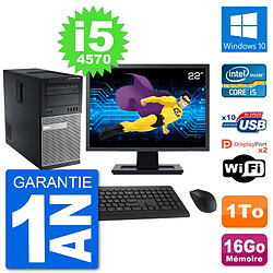 PC Tour Dell 7020 Ecran 22" Intel i5-4570 RAM 16Go Disque 1To Windows 10 Wifi - Occasion