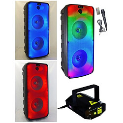 ENCEINTE SONO PORTABLE PARTY BLUETOOTH 800W MOBILE USB TWS LED RGB MSD TELECOMMANDE +MICRO Radio Fm + laser Multi points Rouge vert