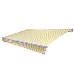Decoshop26 Store banne manuel rétractable avec manivelle en aluminium protection solaire 2,5x2m polyester jaune / blanc 04_0001036