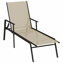 Maison Chic Chaise longue - Transat - Bain de Soleil acier et tissu textilène crème