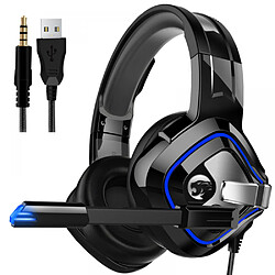 General Casque de jeu avec microphone, casque supra-auriculaire avec lumière LED, compatible avec PS4 PS5 Xbox PC portable, bandeau à réglage automatique, micro antibruit, 7.1 Stéréo Surround(gris) 