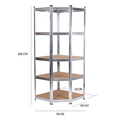 Catter House Étagère Réglable de Rangement d'Angle à 5 Niveaux CATTERHOUSE Max Pro 70x40x180 cm Charge Lourde 875 Kg Cadre Acier Galvanisé pas cher