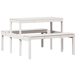 vidaXL Table de pique-nique blanc 110x134x75 cm bois massif de pin