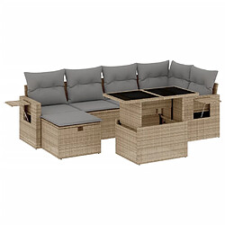 vidaXL Salon de jardin avec coussins 7 pcs beige résine tressée