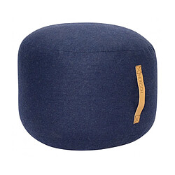 Wadiga Pouf Design Rond Laine Chevrons Bleu Marine 