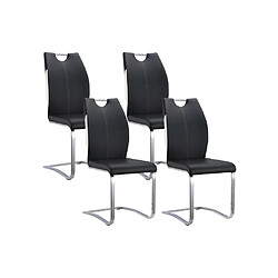 Vente-Unique Lot de 4 Chaises WINCH - Simili Noir & Blanc - Pieds en métal chromé