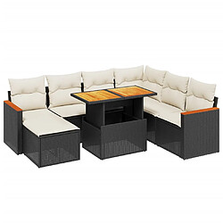 vidaXL Salon de jardin 8 pcs avec coussins noir résine tressée