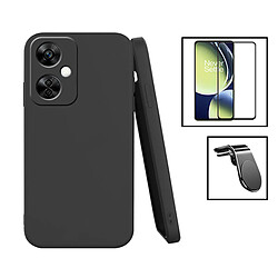 PHONECARE Kit Film Verre Trempé 5D Full Cover + Coque Silicone Liquide + Support L Voiture pour OnePlus Nord CE 3 Lite - Noir 