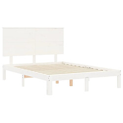 Maison Chic Cadre/structure de lit avec tête de lit pour adulte - Lit Moderne Chambre blanc 120x200 cm bois massif -MN15063 pas cher