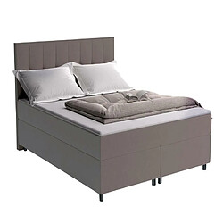 Vente-Unique Ensemble complet boxspring tête de lit capitonnée + sommiers + matelas + surmatelas - 180 x 200 cm - Tissu - Gris - SIERO de YSMÉE