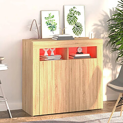 Avis Maison Chic Buffet commode,console avec lumières LED pour rangement chêne sonoma 80x35x75 cm -MN73321