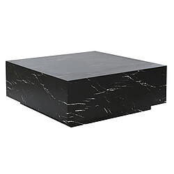 Pegane Table basse, table de salon carrée en marbre coloris noir - longueur 90 x profondeur 90 x Hauteur 35 cm