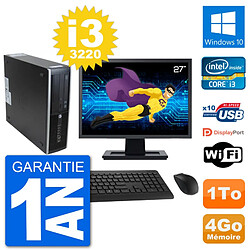 PC HP 8300 SFF Ecran 27" Intel i3-3220 RAM 4Go Disque Dur 1To Windows 10 Wifi - Occasion