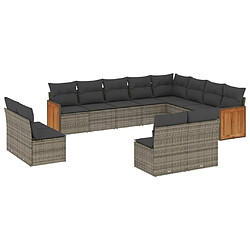 Maison Chic Salon de jardin avec coussins 12 pcs, Ensemble Tables et chaises de jardin, gris résine tressée -GKD886524