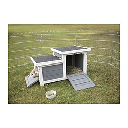 TRIXIE Clapier Habitat Natura - 70 x 43 x 45 cm - Avec deux entrees - Blanc et gris - Pour lapin