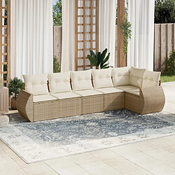 vidaXL Salon de jardin avec coussins 6 pcs beige résine tressée 