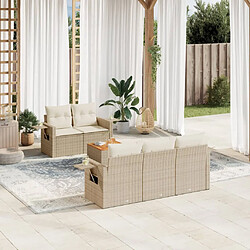 vidaXL Salon de jardin avec coussins 6 pcs beige résine tressée