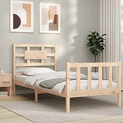 Maison Chic Cadre/structure de lit avec tête de lit pour adulte - Lit Moderne Chambre 90x200 cm bois massif -MN16599